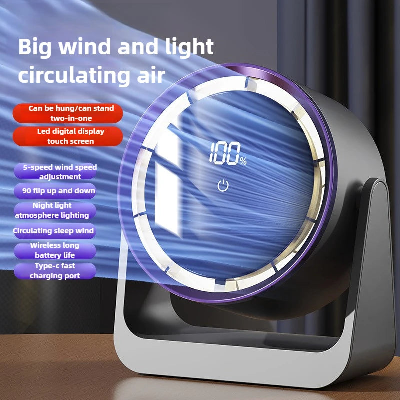 Desktop Fan Digital Display Touch Screen Home Dormitory Wall-Mounted Two-In-One Mini Circulating Small Fans 2025 New