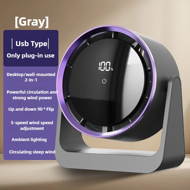 Desktop Fan Digital Display Touch Screen Home Dormitory Wall-Mounted Two-In-One Mini Circulating Small Fans 2025 New