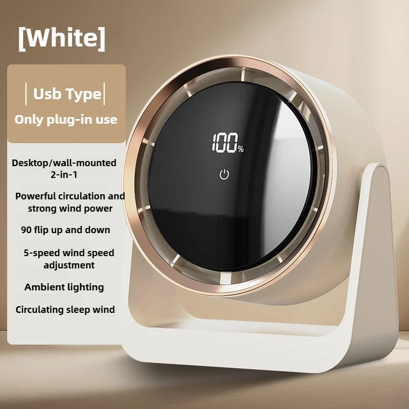 Desktop Fan Digital Display Touch Screen Home Dormitory Wall-Mounted Two-In-One Mini Circulating Small Fans 2025 New